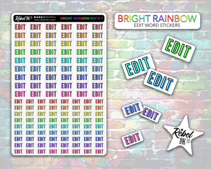 Author Edit Stickers - Bright Rainbow