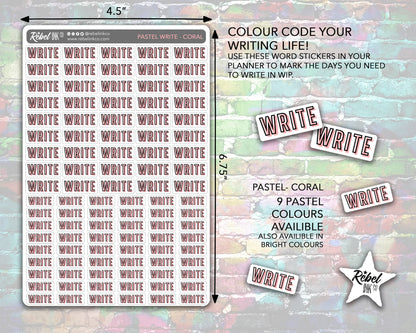 Author Write Stickers - Pastel Rainbow