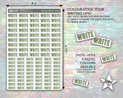 Author Write Stickers - Pastel Rainbow