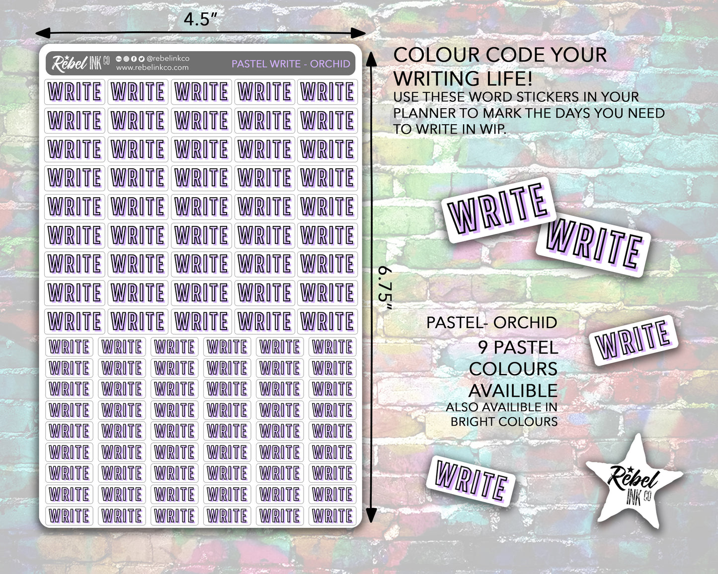 Author Write Stickers - Pastel Rainbow