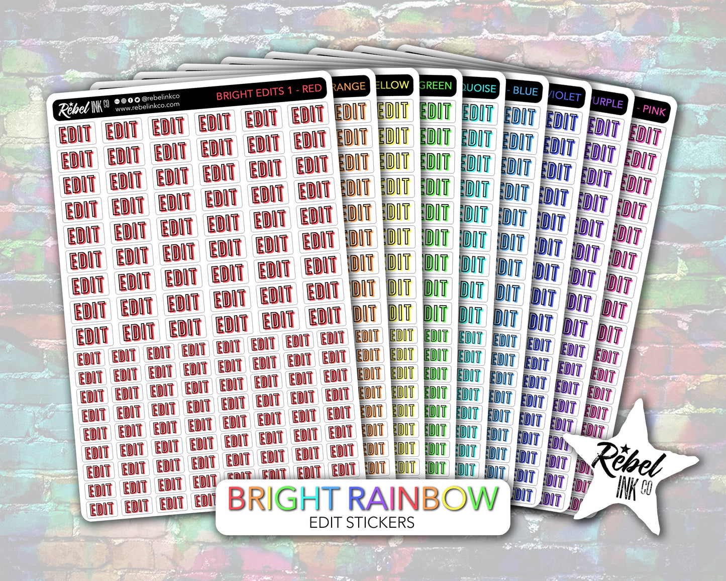 Author Edit Stickers - Bright Rainbow