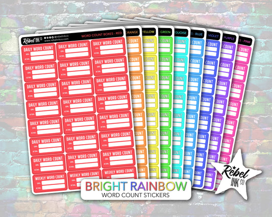 Word Count Stickers - Bright Rainbow