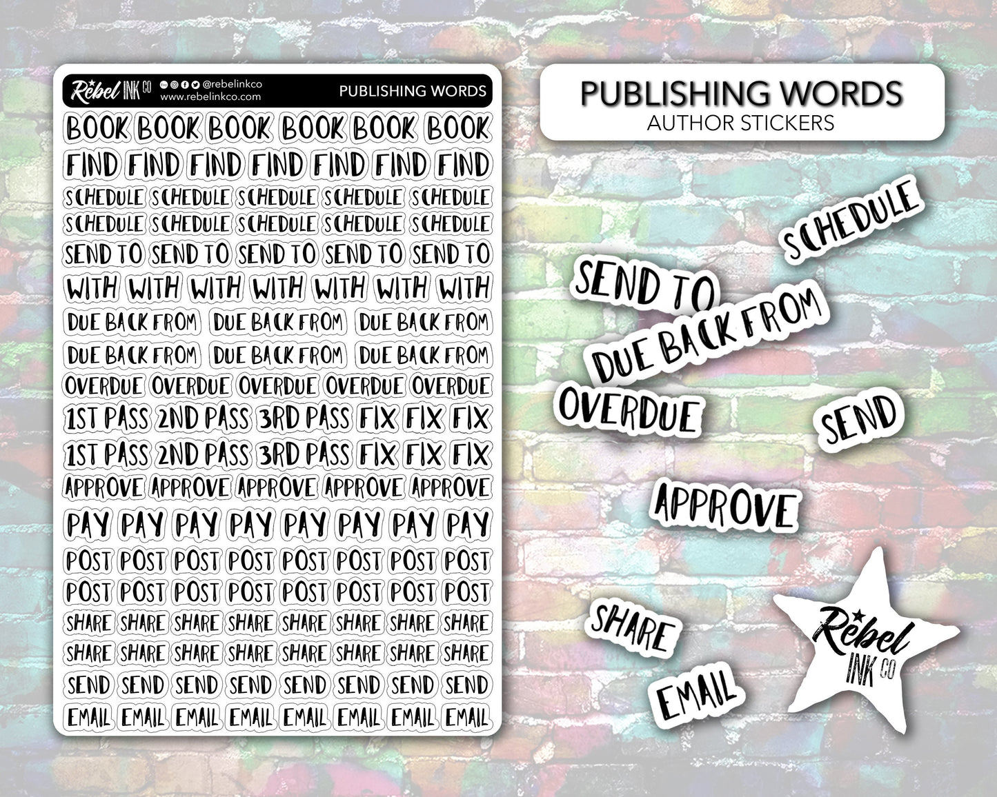 Publishing Word Stickers - Hand Drawn Style