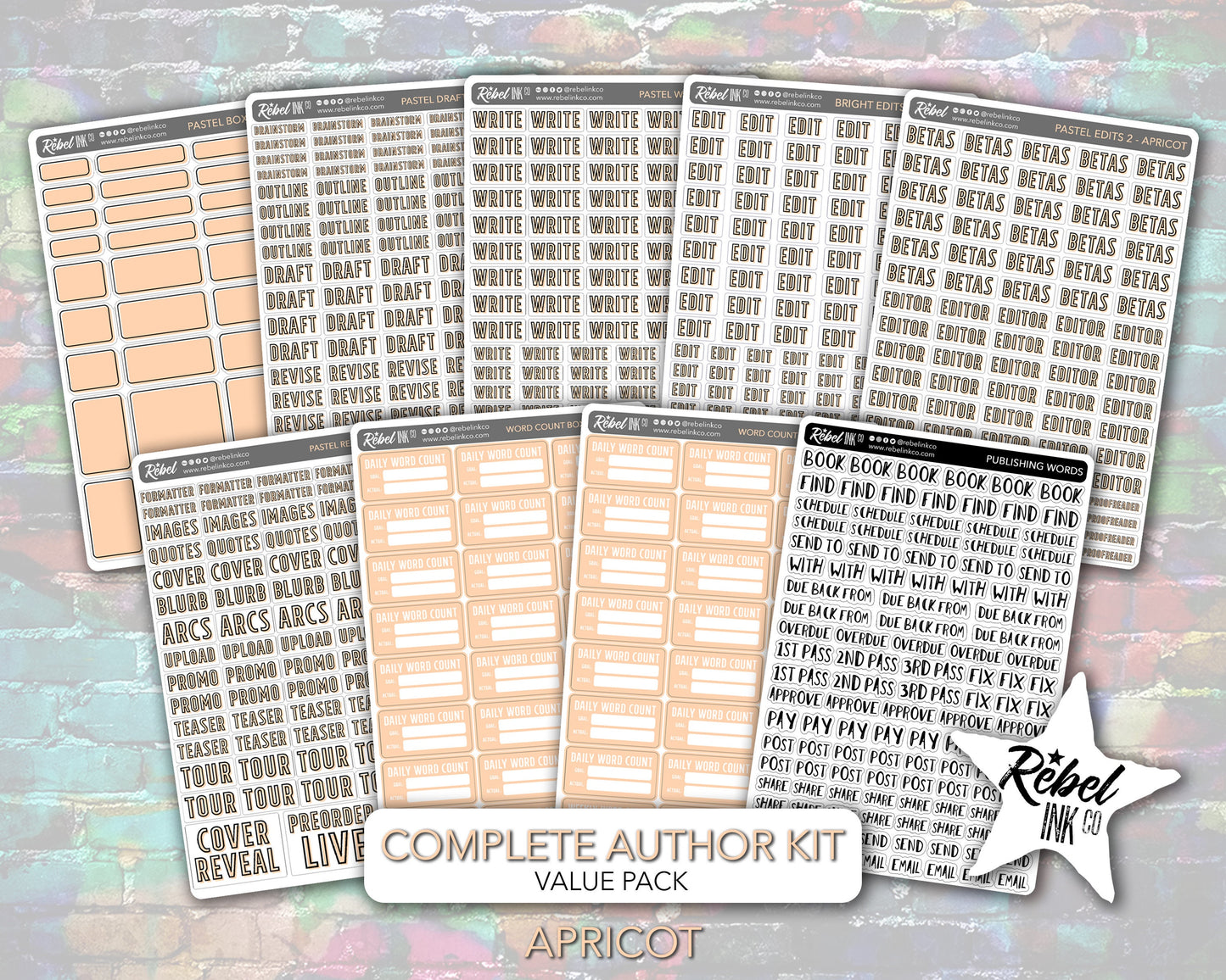 Complete Author Sticker Kit - Pastel Options