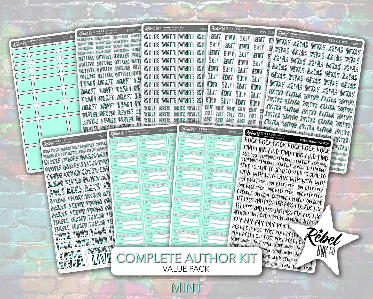 Complete Author Sticker Kit - Pastel Options