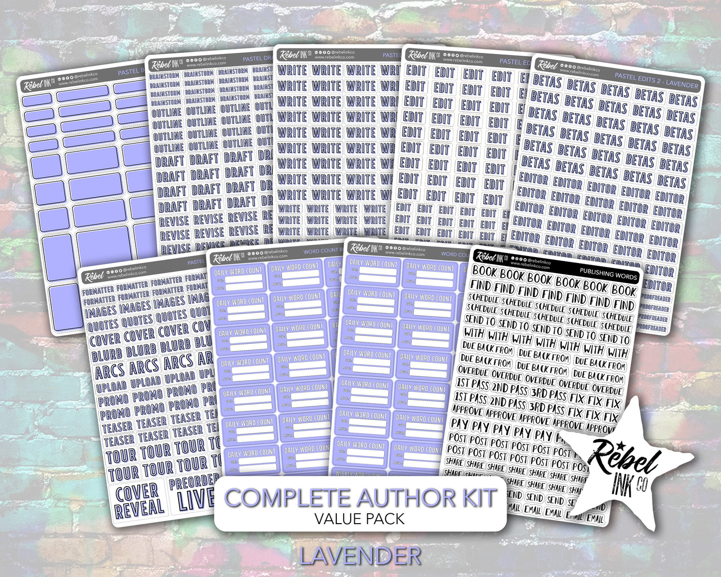 Complete Author Sticker Kit - Pastel Options