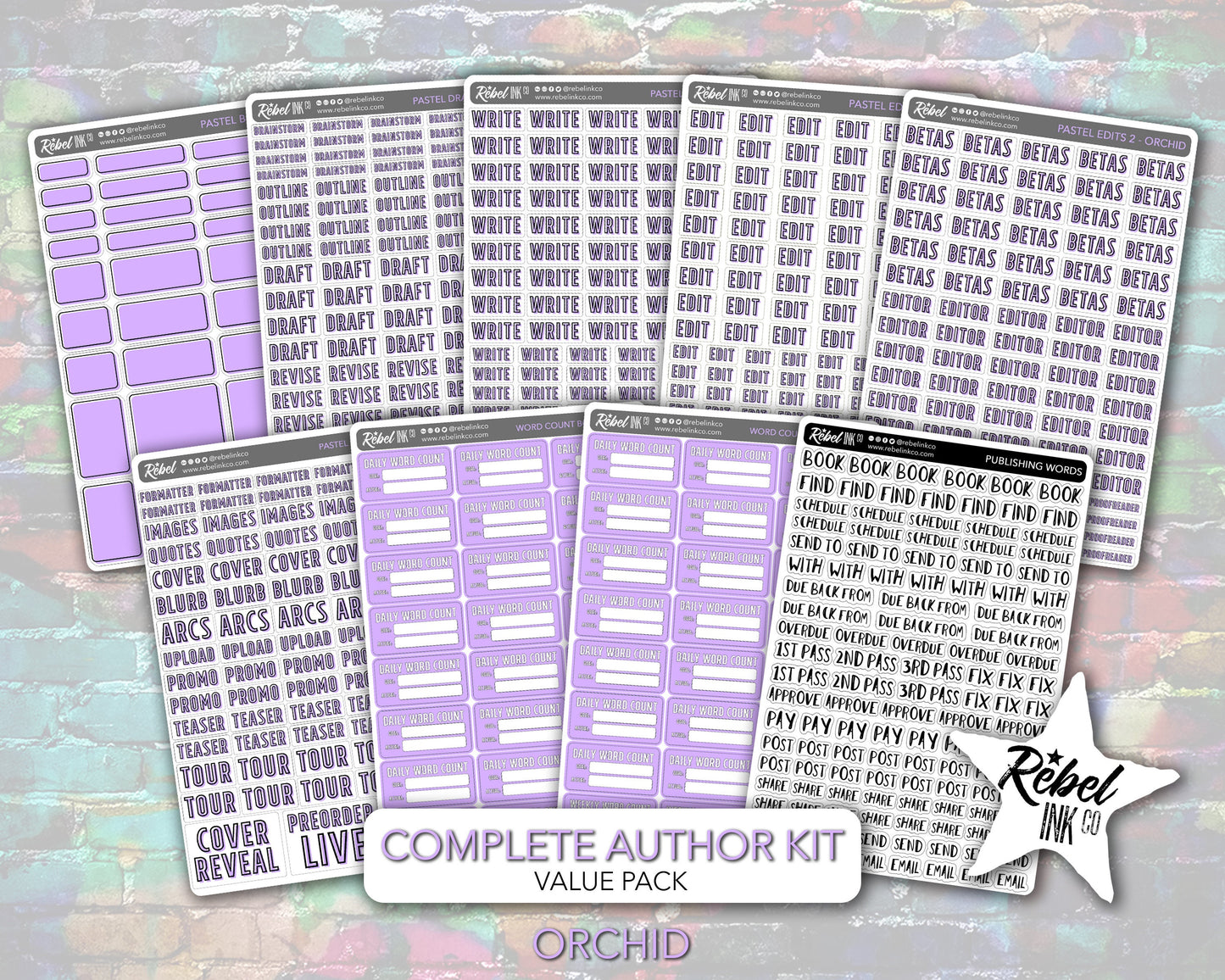 Complete Author Sticker Kit - Pastel Options