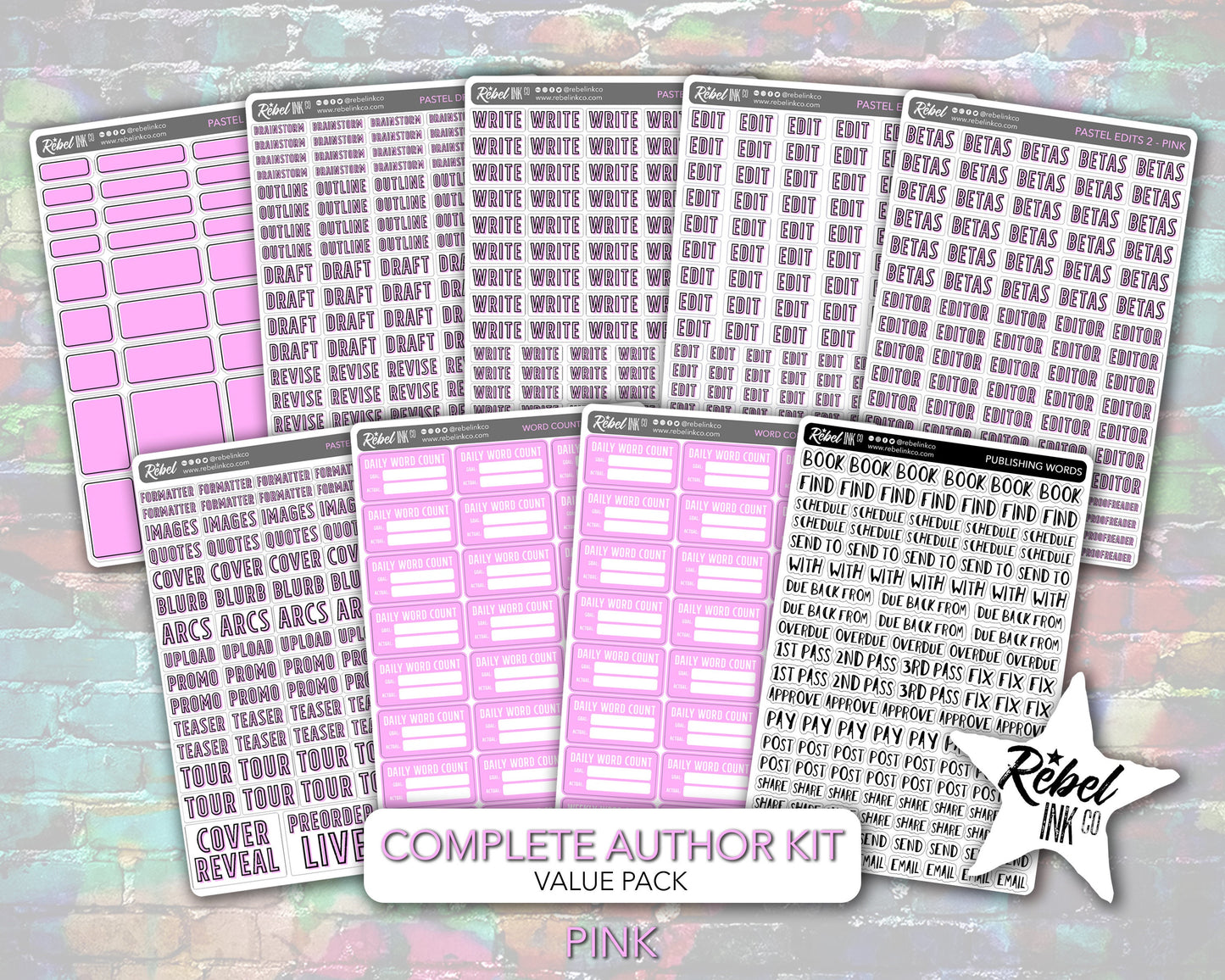 Complete Author Sticker Kit - Pastel Options