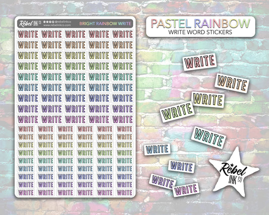 Author Write Stickers - Pastel Rainbow