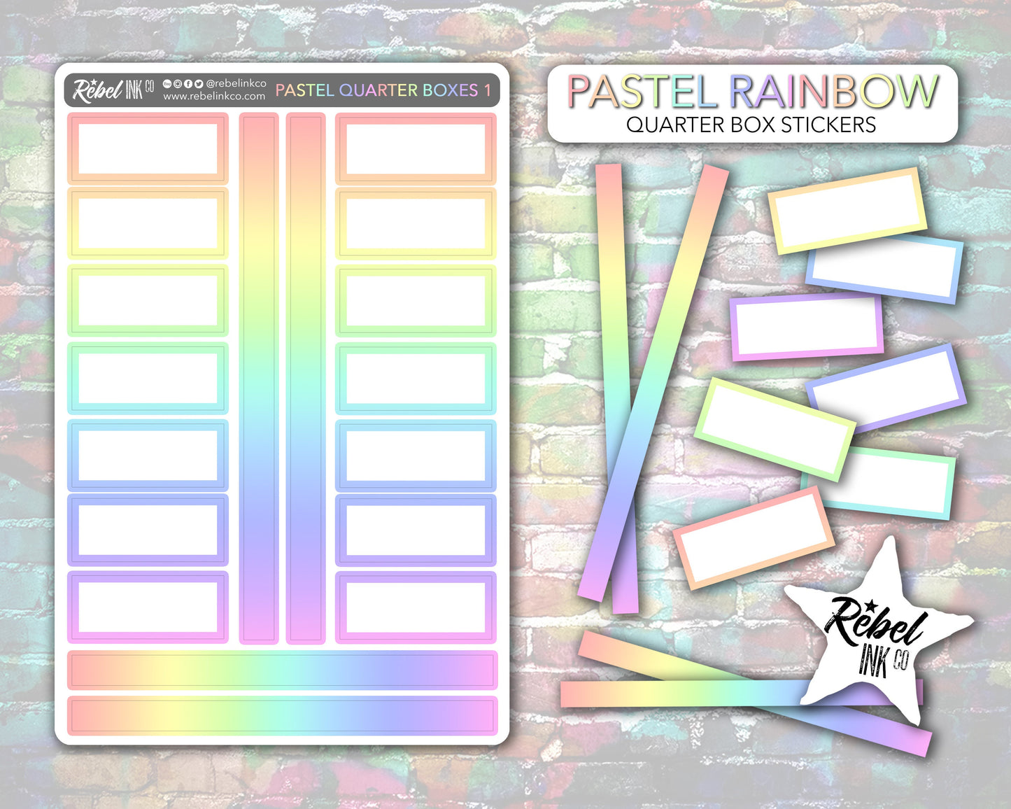 Open Quarter Box Stickers - Pastel Rainbow