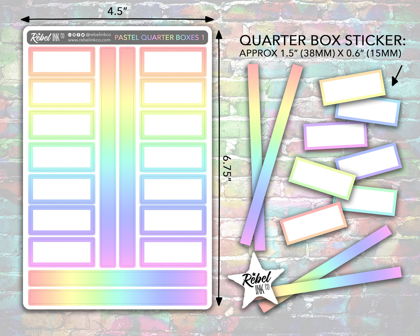 Open Quarter Box Stickers - Pastel Rainbow