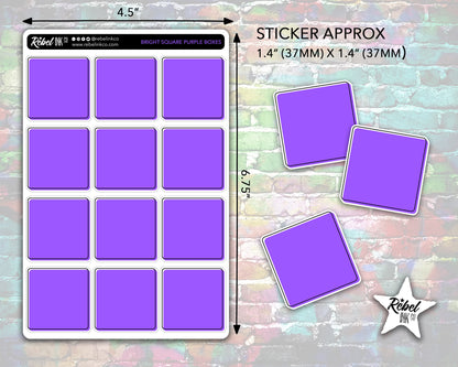 Square Box Stickers - Bright Rainbow