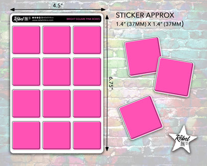 Square Box Stickers - Bright Rainbow