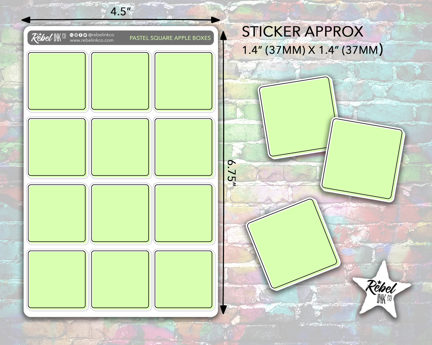 Square Box Stickers - Pastel Rainbow Writeable Planner and Bullet Journal Stickers for Functional and Decorative Planning and Colour Coding