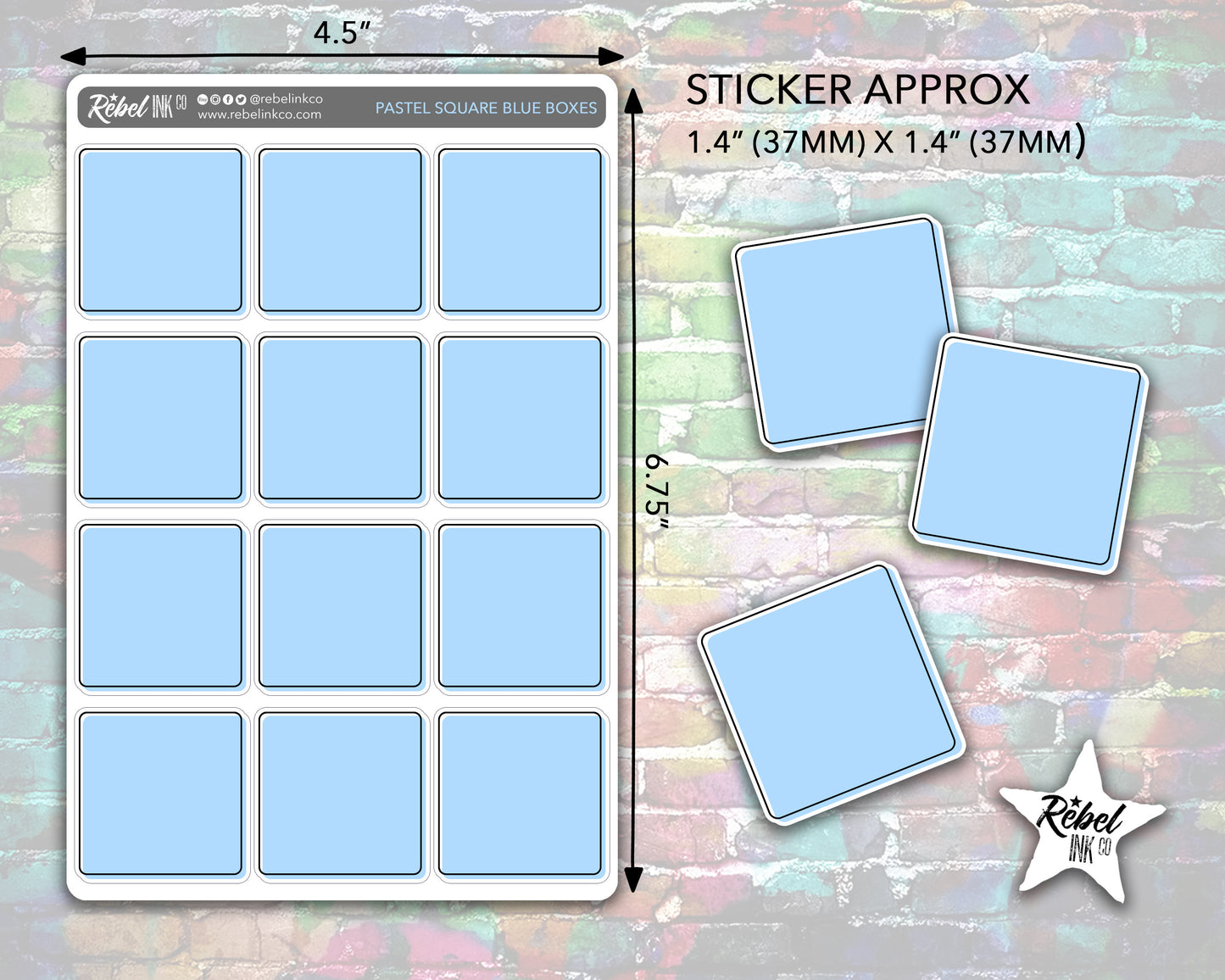 Square Box Stickers - Pastel Rainbow Writeable Planner and Bullet Journal Stickers for Functional and Decorative Planning and Colour Coding