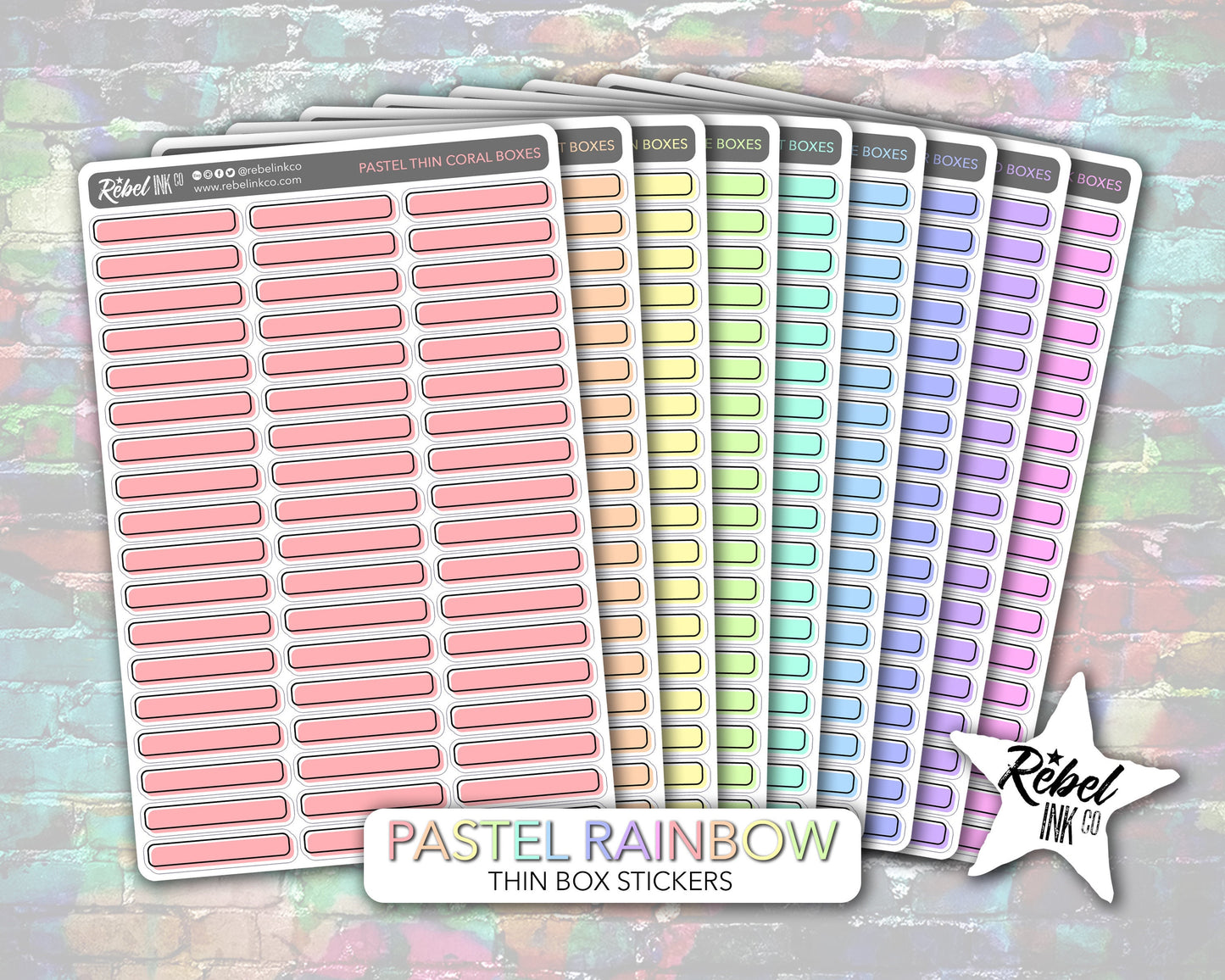 Thin Box Stickers - Pastel Rainbow
