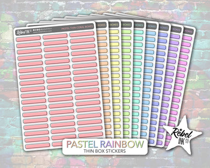 Thin Box Stickers - Pastel Rainbow