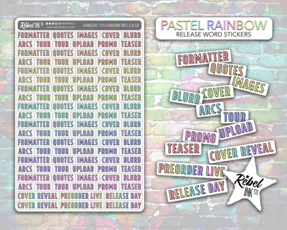 Author Release Stickers - Pastel Rainbow
