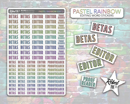 Author Editing 2 Stickers - Pastel Rainbow