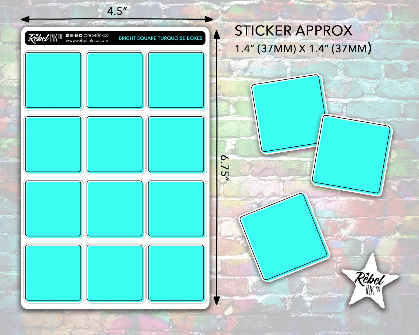 Square Box Stickers - Bright Rainbow