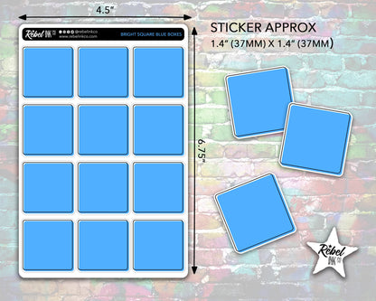 Square Box Stickers - Bright Rainbow