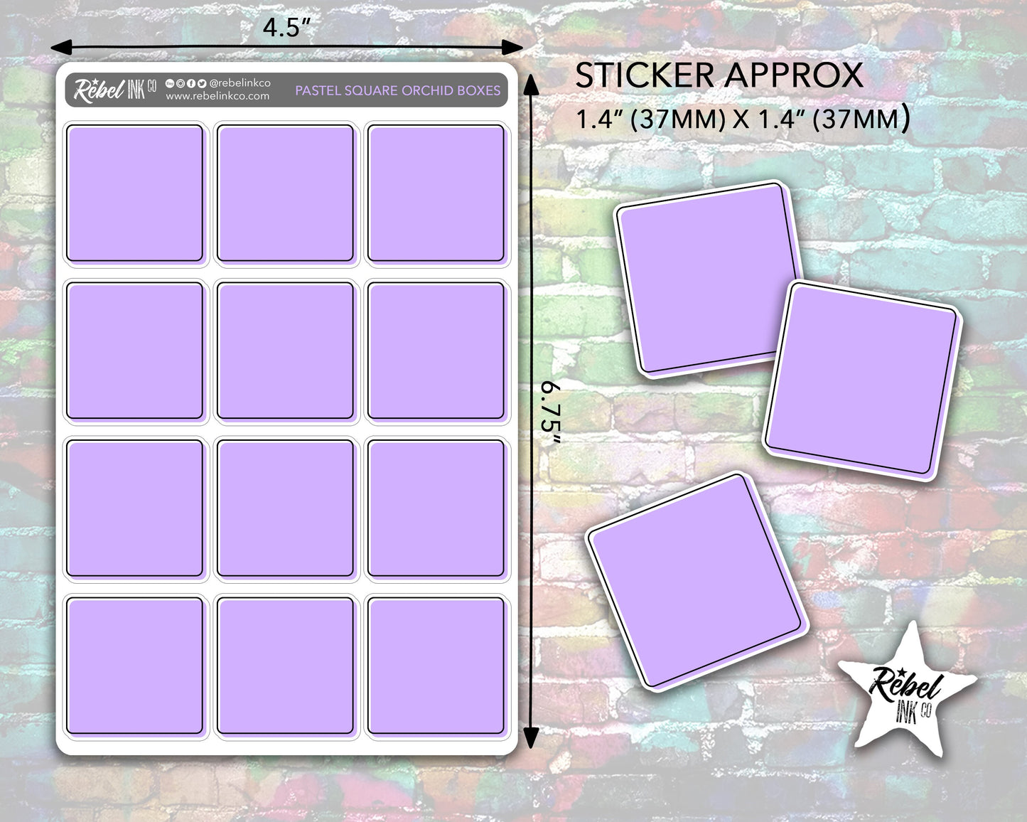 Square Box Stickers - Pastel Rainbow Writeable Planner and Bullet Journal Stickers for Functional and Decorative Planning and Colour Coding