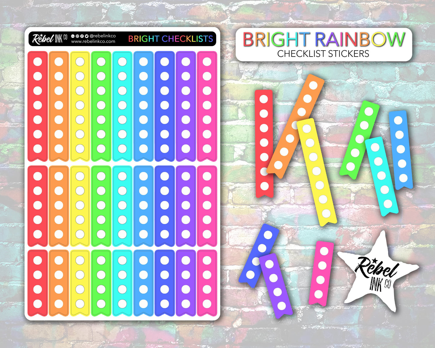 Checklist Stickers - Bright Rainbow