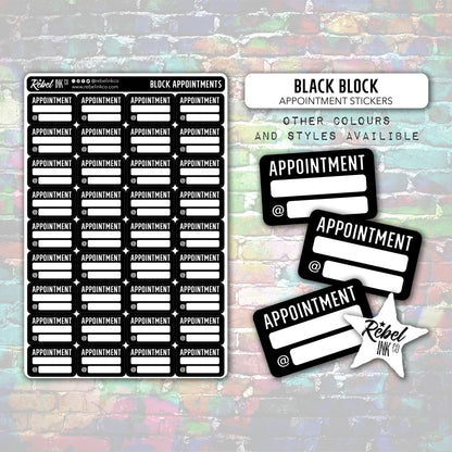 Appointment Stickers - Pastel Rainbow - Block Style