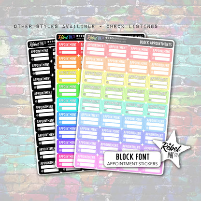 Appointment Stickers - Pastel Rainbow - Brush Style