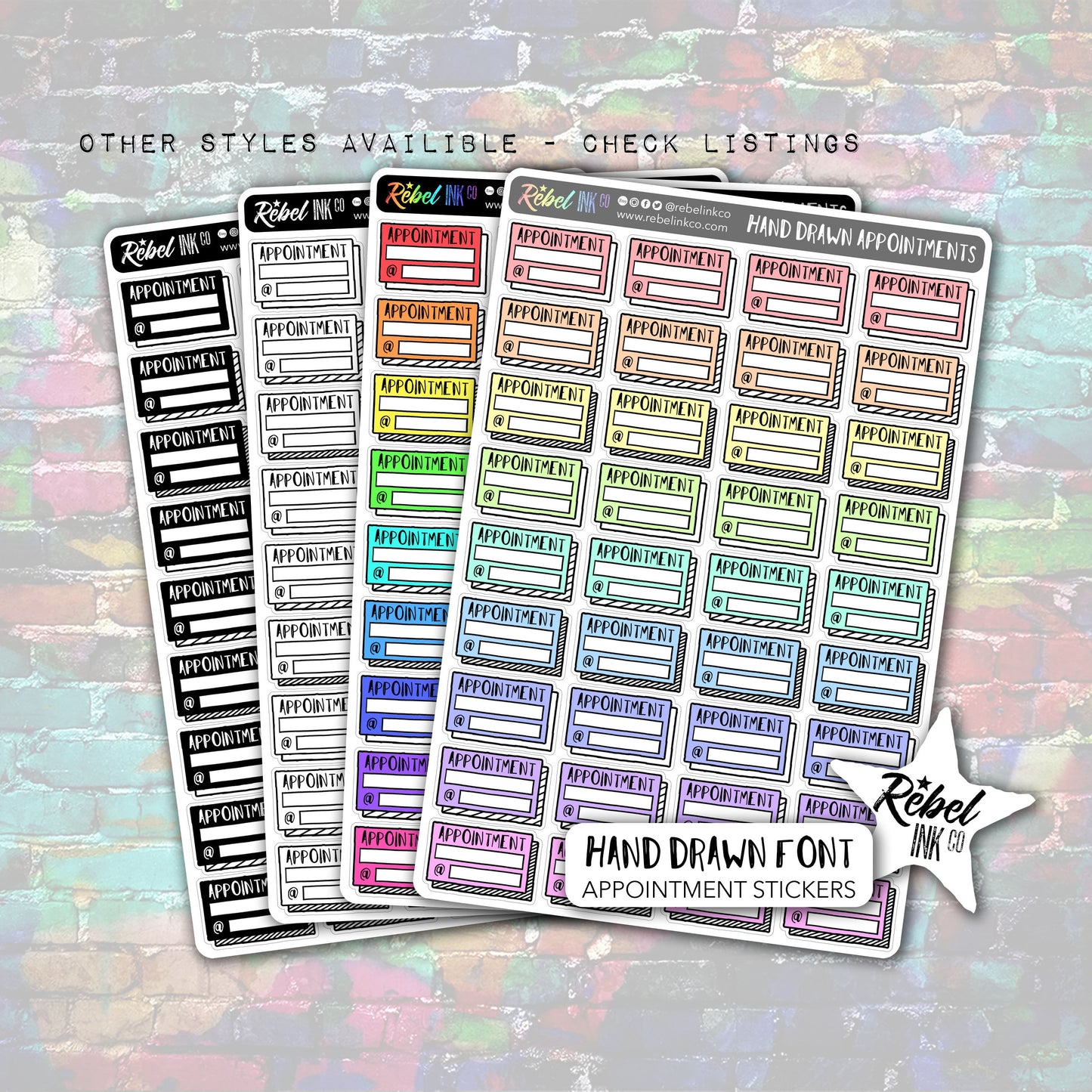 Appointment Stickers - Pastel Rainbow - Brush Style
