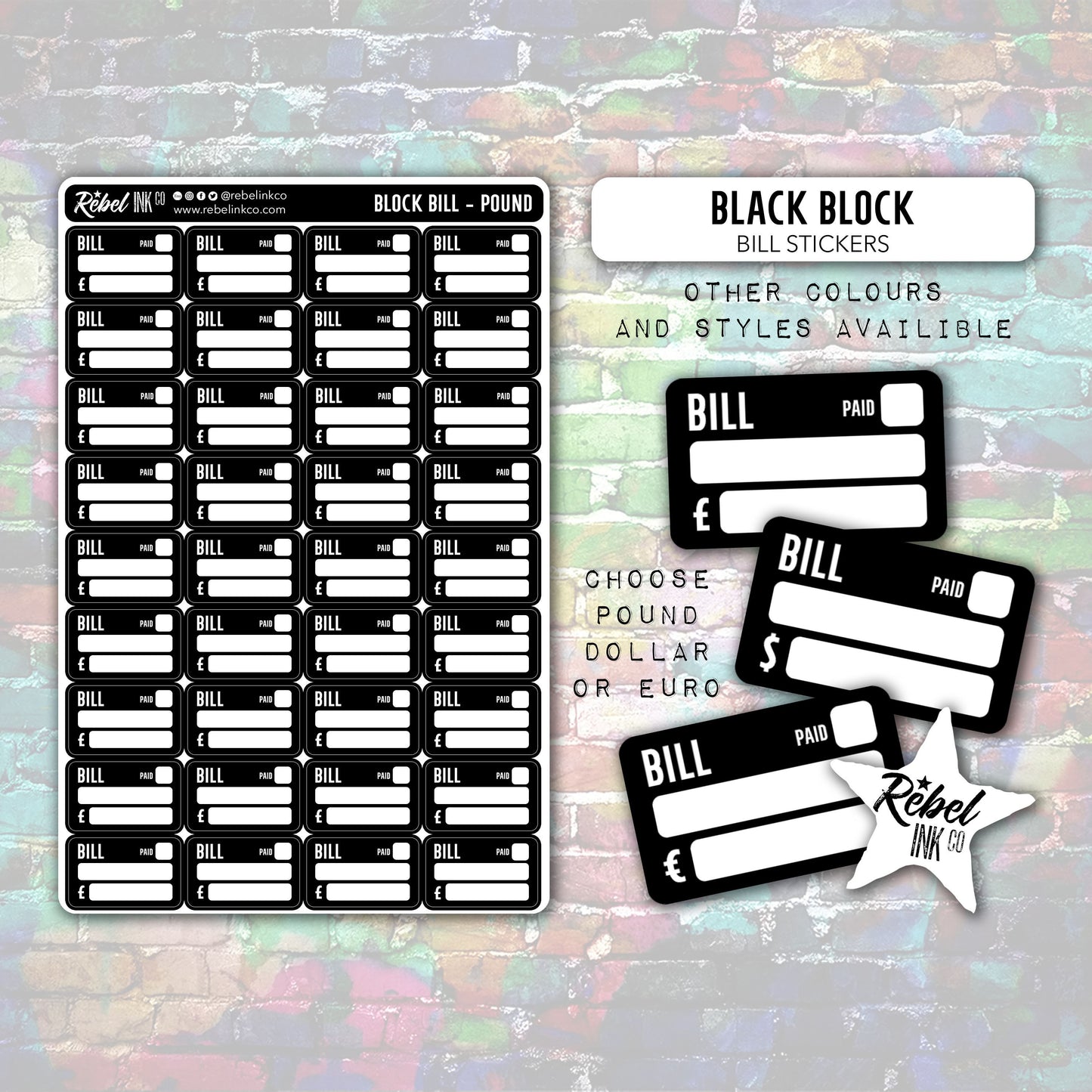 Bill Stickers - Black - Block Style