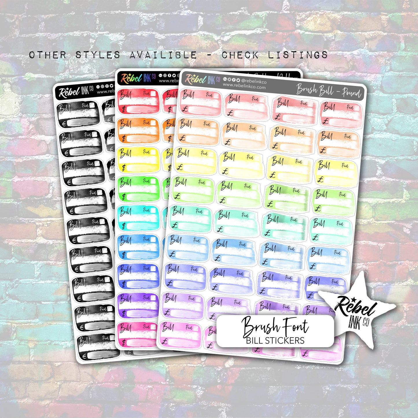 Bill Stickers - Bright Rainbow - Brush Style