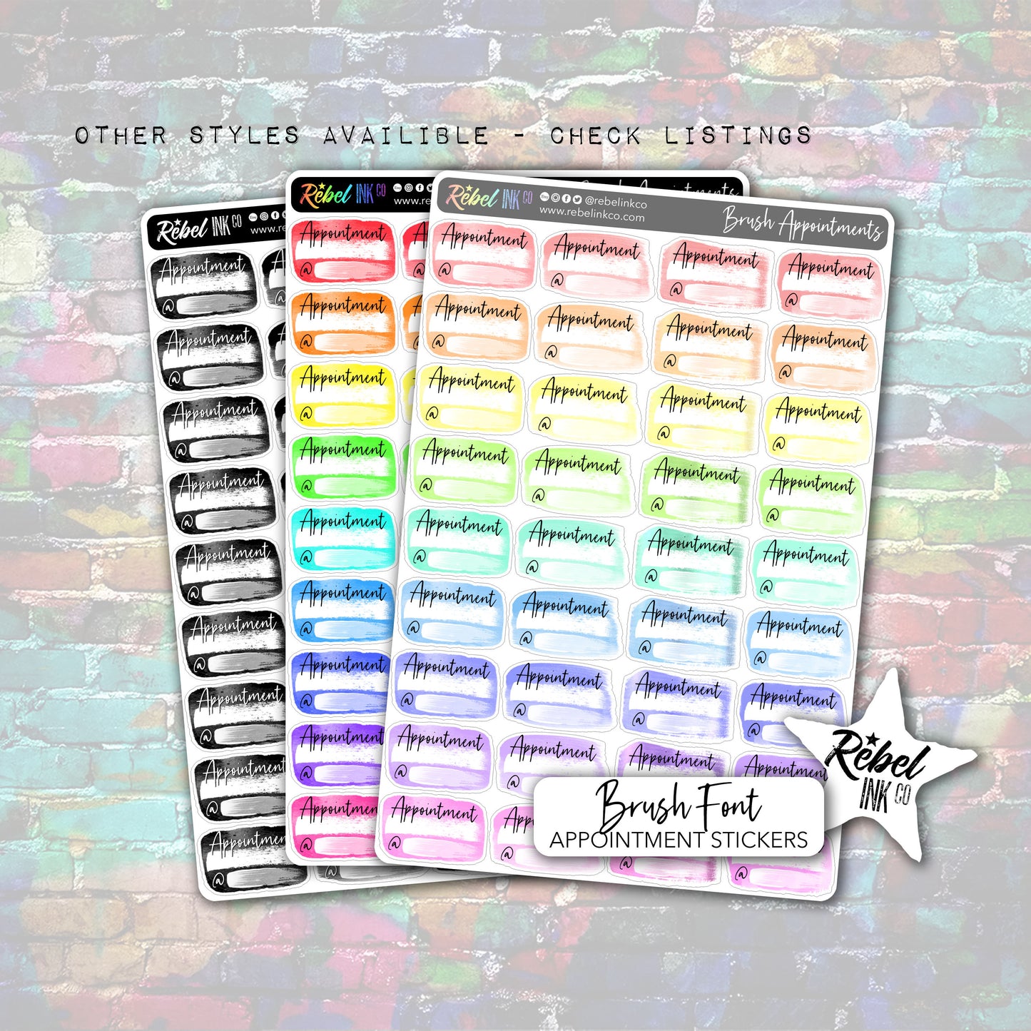 Appointment Stickers - Pastel Rainbow - Block Style