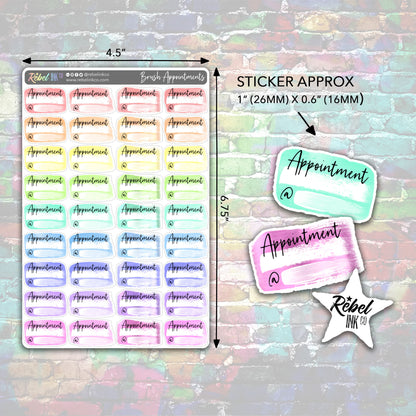 Appointment Stickers - Pastel Rainbow - Brush Style