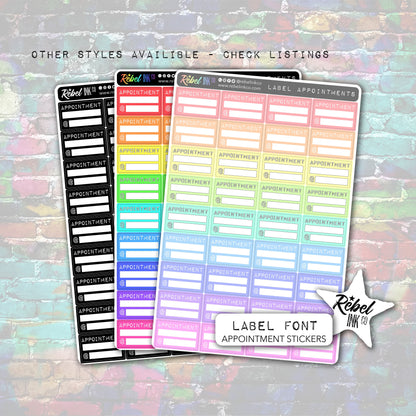 Appointment Stickers - Pastel Rainbow - Brush Style