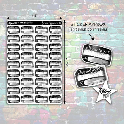 Appointment Stickers - Black - Brush Style