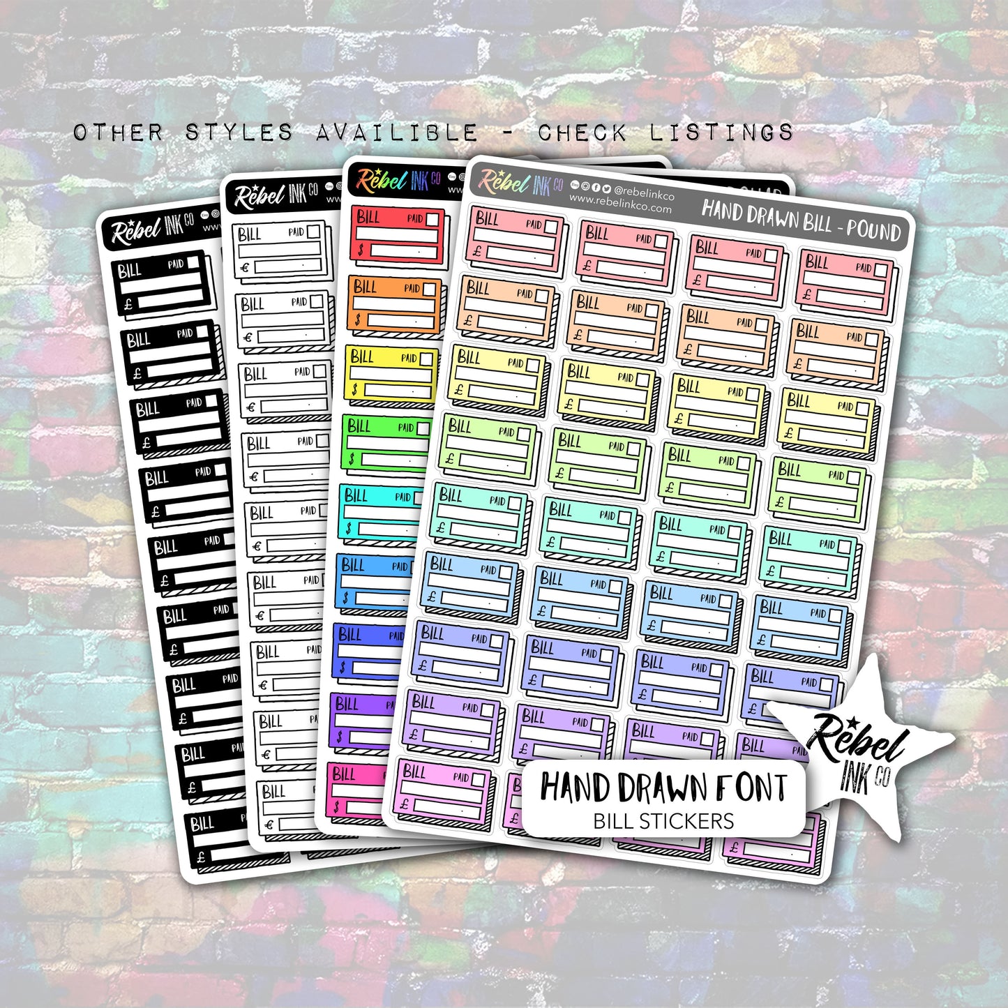 Bill Stickers - Bright Rainbow - Hand Drawn Style