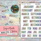 Month Stickers - Large - Pastel Rainbow - Block Style