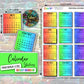 Calendar Stickers - Bright Rainbow - Hand Drawn Style