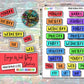 Week Day Stickers - Large - Bright Rainbow - Hand Drawn Style