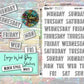 Week Day Stickers - Large - White - Block Style