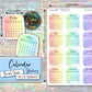 Calendar Stickers - Pastel Rainbow - Brush Style