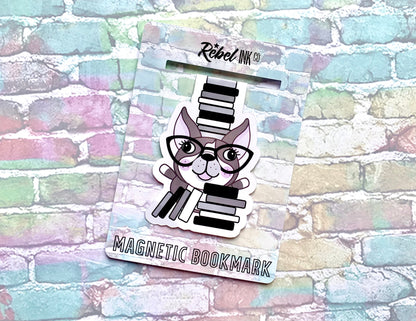 Book Stack Betty Magnetic Bookmark - Black & White