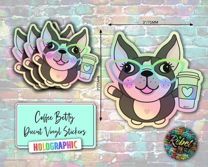 Coffee Betty - Holographic Diecut Vinyl Sticker