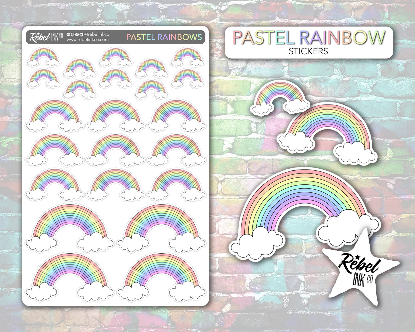 Rainbow Stickers - Pastel Rainbow