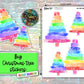 Big Christmas Tree Stickers - Bright Rainbow - Brush Style