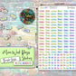 Week Day Stickers - Mini - Pastel Rainbow - Brush Style