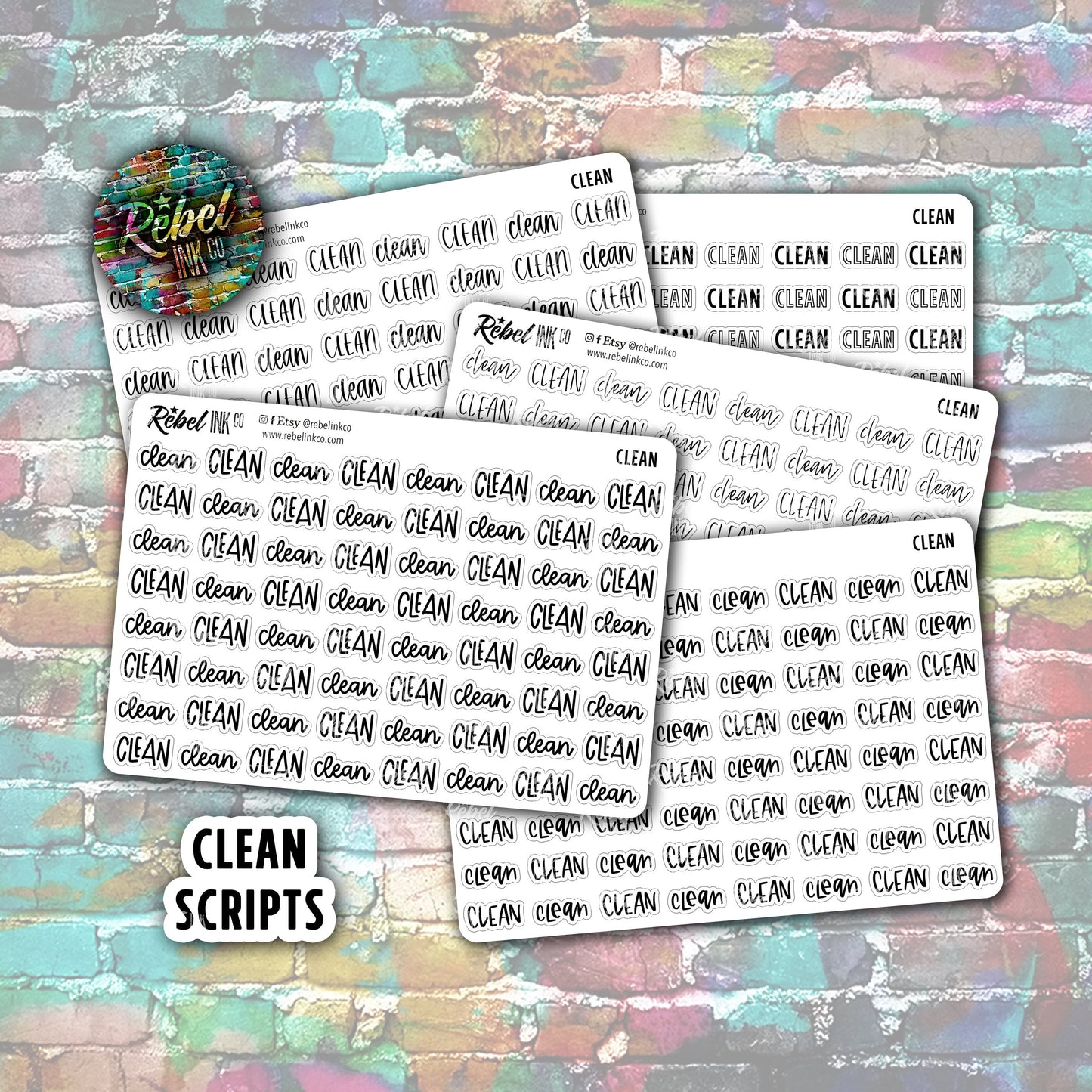 Clean Script Stickers