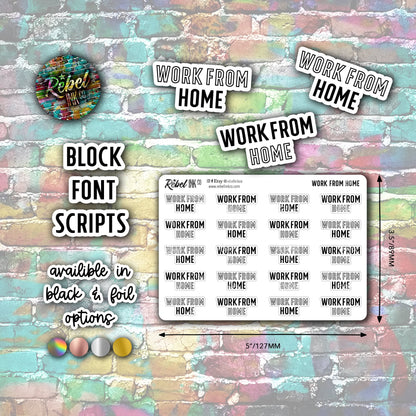 Work From Home Script Stickers