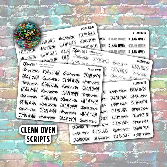 Clean Oven Script Stickers